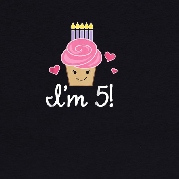 Kids 5th Birthday Girls T-shirt Cupcake 5 Year Old Party by franzaled